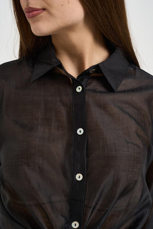 Camicia donna con nodo nera - 2