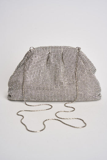 Pochette donna con strass argento - 5