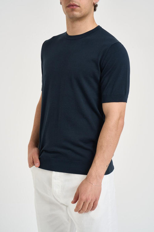 T-shirt uomo in maglia blu notte - 2