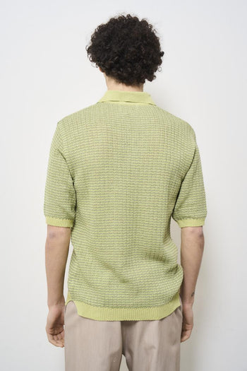 Polo uomo in maglia bicolor verde - 5