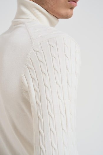 Maglia uomo collo alto a trecce latte - 5