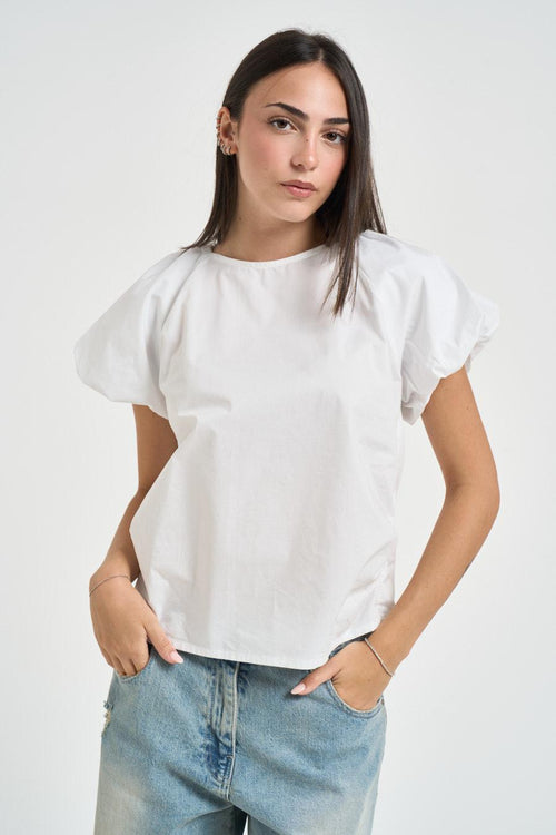 Blusa donna manica corta bianca - 1