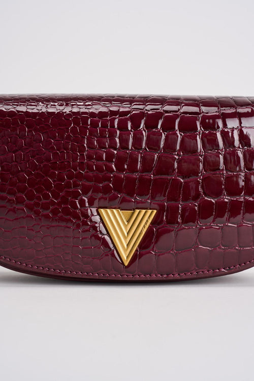 Borsa donna in ecopelle pitonata bordeaux - 2