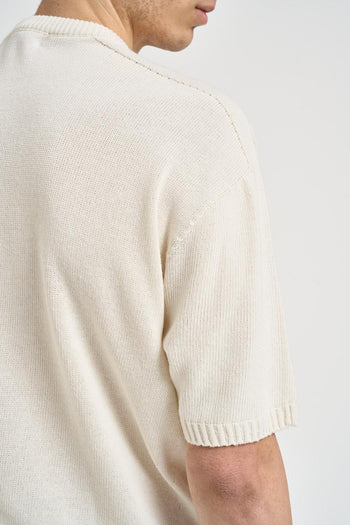 Polo uomo in maglia panna - 5