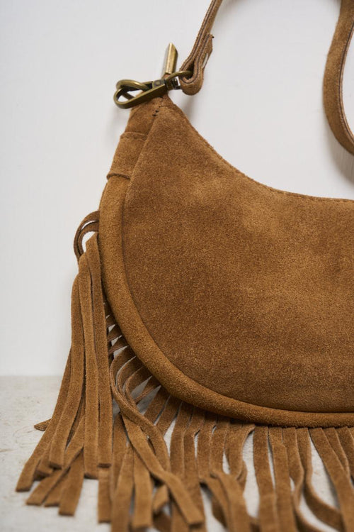 Women's shoulder bag in camel suede - 2
