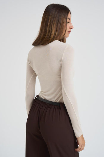 T-shirt donna girocollo panna - 4