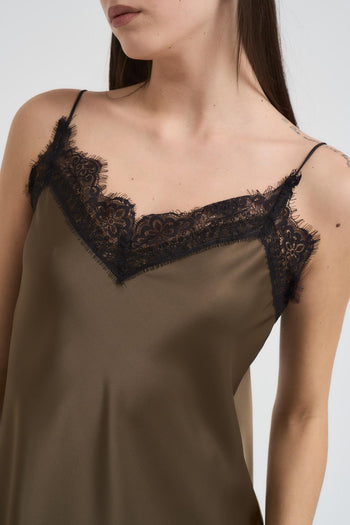 Abito donna lungo con pizzo verde - 5