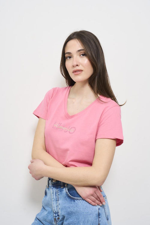 Women's pink t-shirt with logo - 2