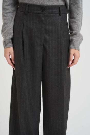 Pantalone donna a palazzo grigio antracite - 5