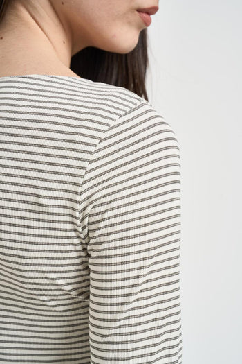 Maglia donna a righe bianca e verde - 4
