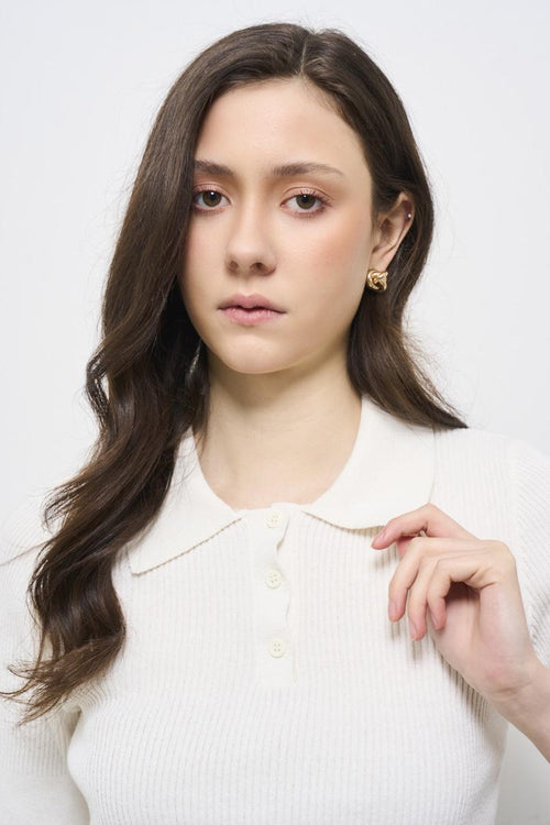 Polo donna in maglia bianca - 2