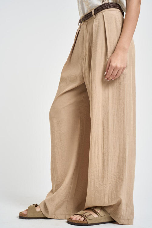 Pantalone donna a palazzo beige - 2