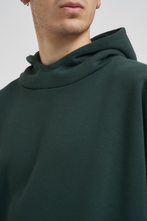 Felpa uomo con cappuccio verde bosco - 2