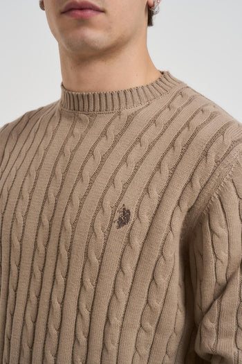 Maglia uomo a trecce tortora - 3