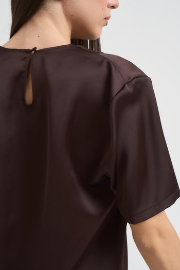 T-shirt donna con dettaglio arricciato sul fondo moro - 5