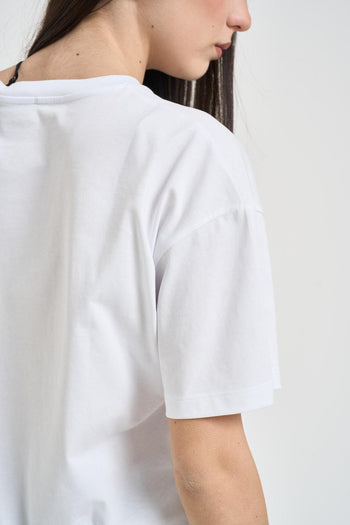 T-shirt donna bianca con strass - 4