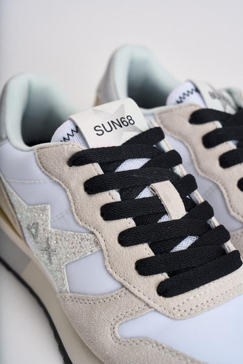 Sneakers donna suede bianco e beige - 5