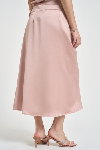 Gonna donna con fiocco satinata rosa - 3