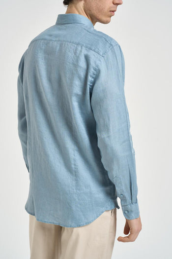 Camicia uomo in lino celeste - 6