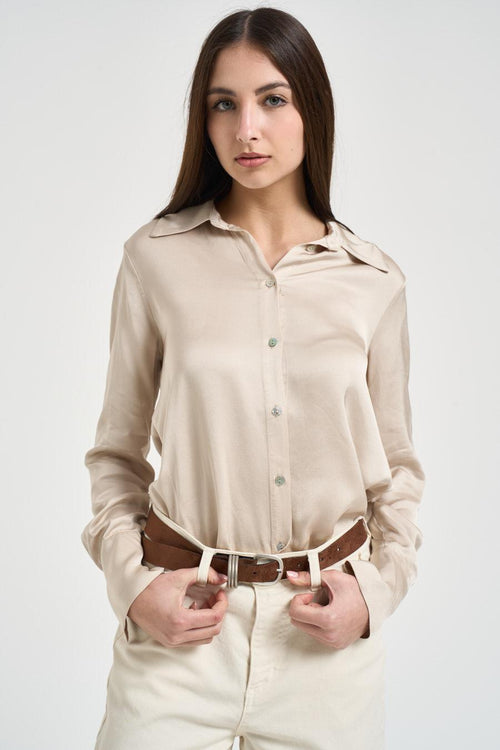 Camicia donna satinata ecru