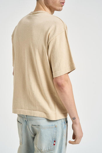 T-shirt uomo in maglia crema - 3
