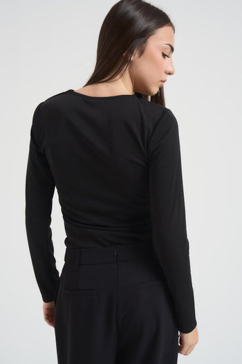 Maglia donna nera con cut out - 4