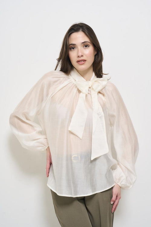 White women's shirt with bow - 2