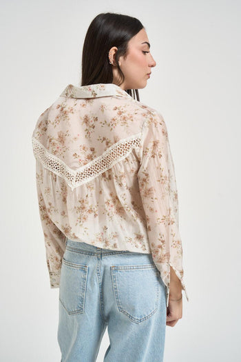 Camicia donna stampa floreale panna - 3