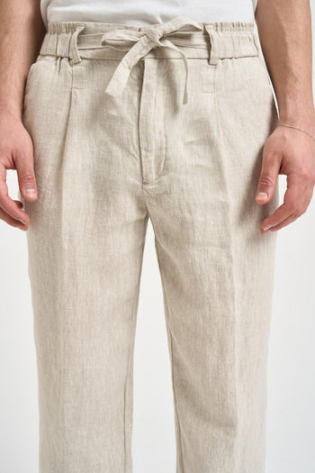 Pantalone uomo in lino beige - 5