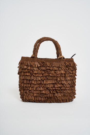 Borsa donna a mano in rafia marrone - 4