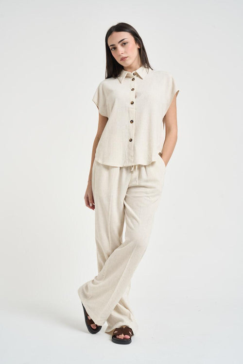 Camicia donna smanicata avorio