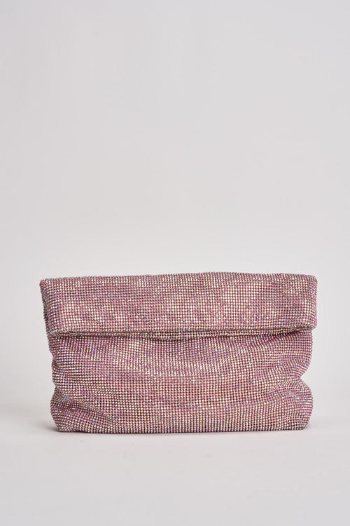 Pochette donna con strass rosa