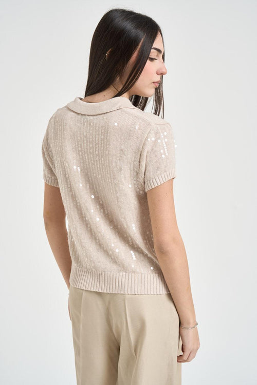 Polo donna manica corta beige - 2
