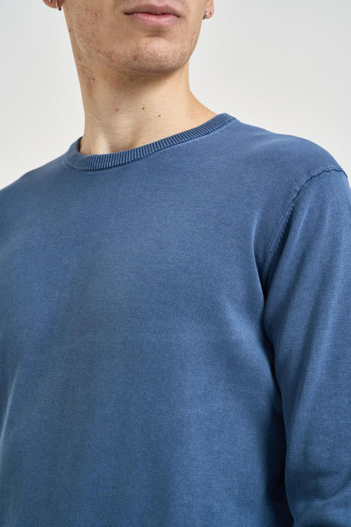 Maglia uomo girocollo in denim blu - 2