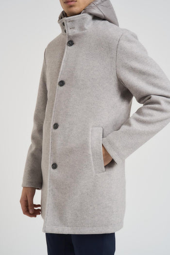 Cappotto uomo midi grigio chiaro con pettorina - 3