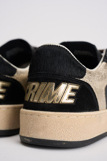 Sneakers donna in pelle e glitter nera - 8