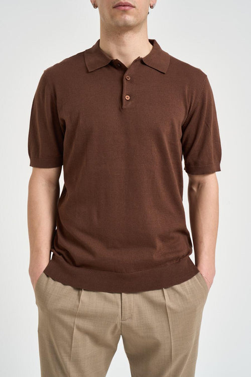 Polo uomo a manica corta tabacco