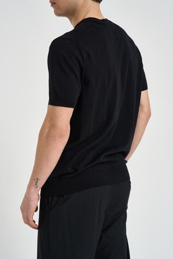 T-shirt uomo girocollo in maglia nero - 3