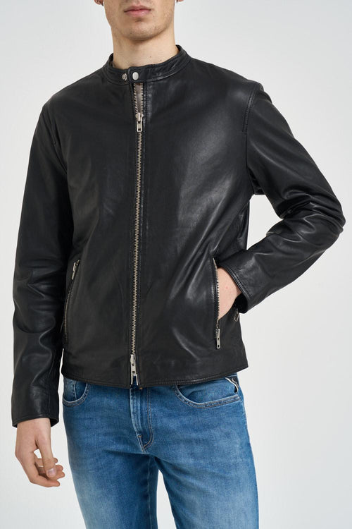 Giubbotto uomo in pelle nero