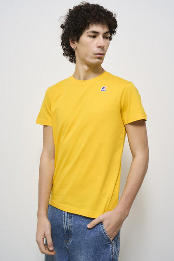 Yellow crew neck men's t-shirt with logo - 3