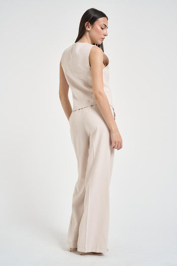 Abito con gilet e pantalone panna - 4