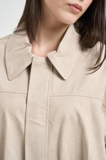 Giubbotto donna vita arricciata beige - 4