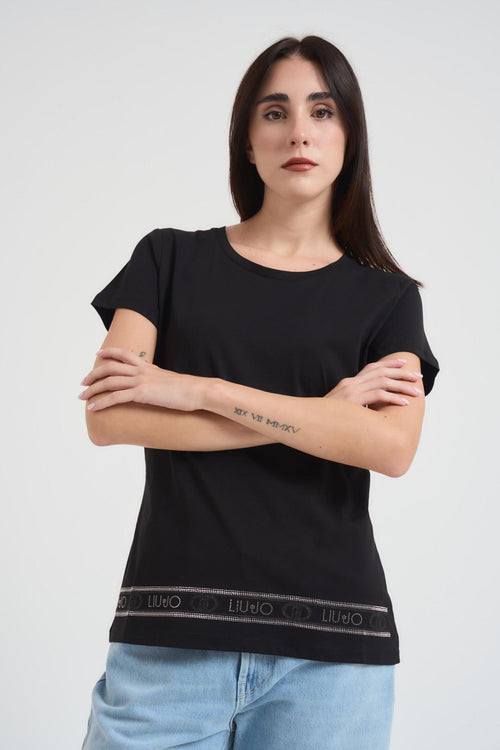 T-shirt girocollo donna nera - 2