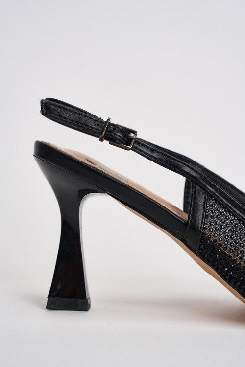 Slingback donna con strass nera - 2
