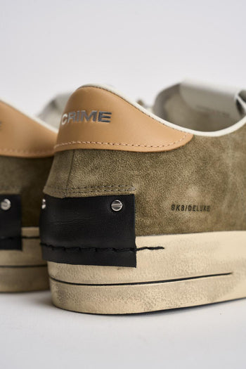Sneakers uomo bianca e suede verde militare - 8
