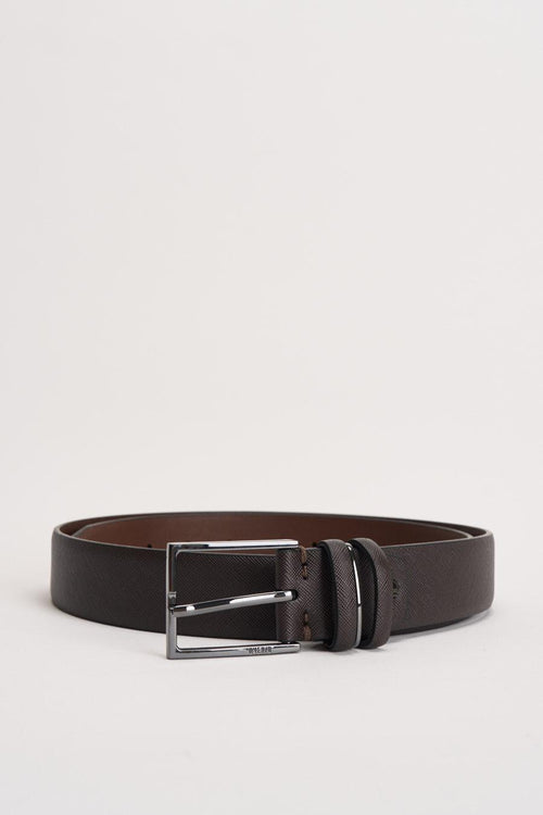 Cintura uomo marrone in pelle martellata