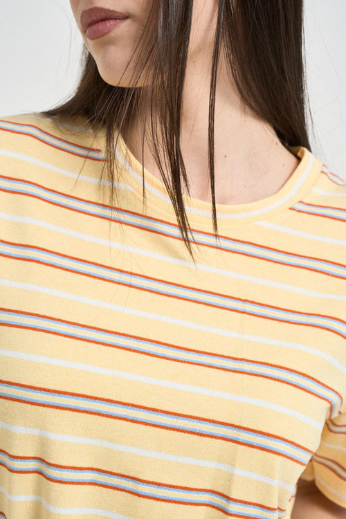 T-shirt donna a righe gialla - 2