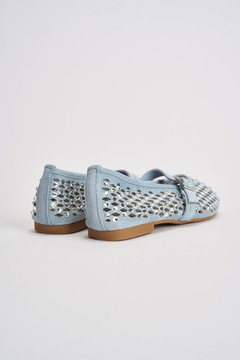 Ballerina donna con strass azzurra - 4