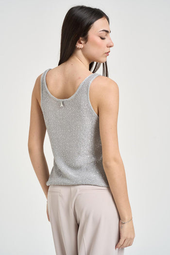 Top donna in maglia lurex argento - 3