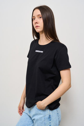 T-shirt donna girocollo nera - 3